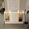 Famapy White Reception Desk Counter Table with Glass Display Shelves and LED - image 2 of 4