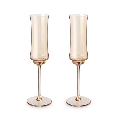Twine Tulip Champagne Flutes, Gold Amber Tinted