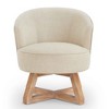 CAVINAS Linen Swivel Accent Chair with Curved Backrest and Wood Base,Upholstered Swivel Living Room Chairs,Reading Chairs for Living Room - 2 of 4