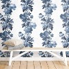 RoomMates Vintage Floral Stripe Peel and Stick Wallpaper Blue: Removable Vinyl, Self-Adhesive, Botanical Pattern, 28.3 Sq Ft Coverage - 2 of 4