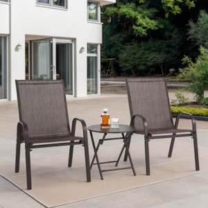 Compact and Modern 3-Piece Outdoor Patio Set with Breathable Textilene Fabric Chairs and Steel Folding Table, Space-Saving Design-Coolbibila - 1 of 4