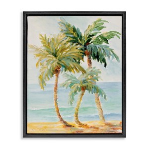 Stupell Industries Tropical Palm Trees on Sand Floating Frame Canvas Art, Black, 25" x 31" - 1 of 4
