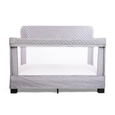 Grey Full Size Mesh Crib with Quilted Fabric