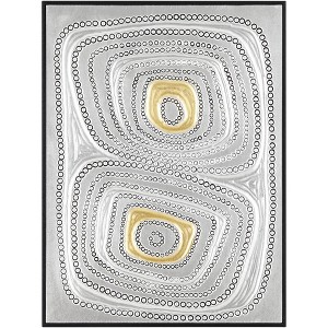 Dahlia Studios Shiny Silver Gold Dot 31 1/2" High Framed Wall Art - 1 of 4