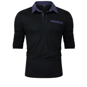 Men's Casual Polo Shirts Classic Long Sleeve Basic Button T-Shirt Lightweight Cotton Golf Tops - 1 of 4