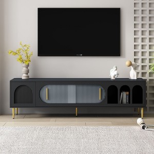 CAVINAS TV Stand for up to 70 Inch TV,Entertainment Center TV Console with 3 Shelves and 2 Cabinets,TV Stands for Living Room - 1 of 2