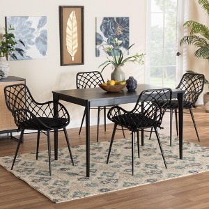 Baxton Studio Ballerina Modern Bohemian Wood and Rattan 5-Piece Dining Set - 1 of 4
