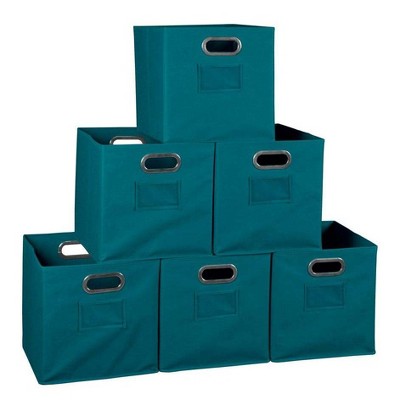 Niche Cubo 6pk Foldable Fabric Storage Bin with Label Holder Teal