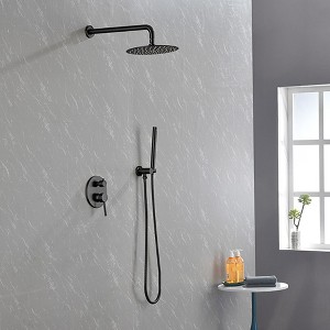10" Stainless Steel Rain Shower Head Handheld Shower Set, Wall Mounted Shower Faucet Set, 2 Way Pressure Balance Shower Valve Kit - 1 of 4