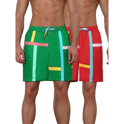 Lars Amadeus Men's Colorful Drawstring Elastic Waist Board Shorts 2 Pcs