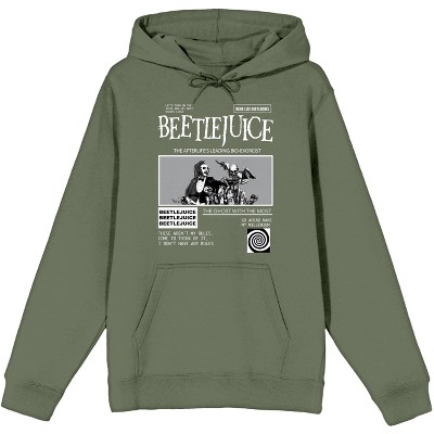Beetlejuice The Ghost With the Most Men's Olive Green Graphic Hoodie