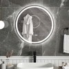 Costway 24"x24"/32"x32" LED Bathroom Mirror with 3-Color Dimmable Lights Time/Temp Display - 2 of 4