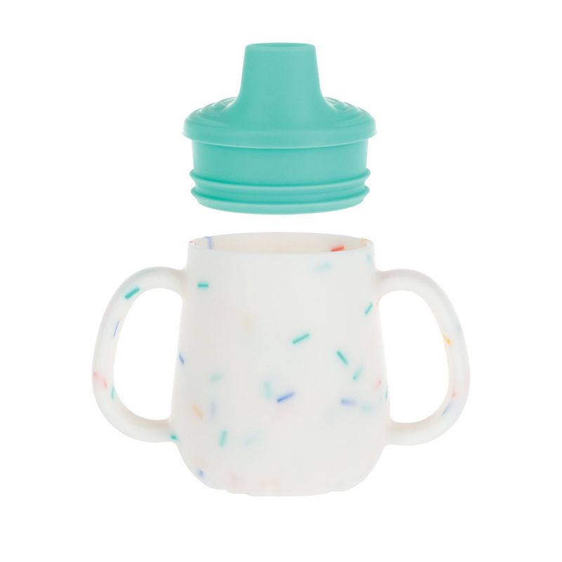 Nuby 2oz 2 Handle Silicone Sippy Cup with Spout Lid - Confetti Neutral, 1 of 8