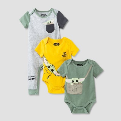 Baby Boys' 3pk Star Wars Solid Romper Set - Gray 12M