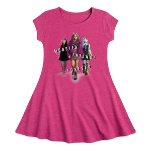 Girls' - Mattel - Frankie, Draculaura, & Clawdeen M.F.F Fit & Flair Cap Sleeve Dress - 1 of 2