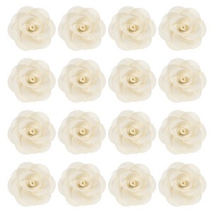 Unique Bargains Silk Alloy Created Camellia Flower Lapel Pin for Men Suit 2 x 1.3 inch 16 Pcs - 1 of 4