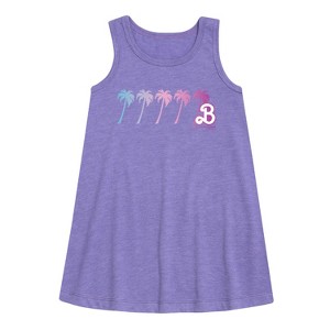 - Barbie - Palm Trees Graphic Sleeveless Aline Dress - 1 of 2