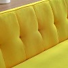 MYINDA Mid-Century Velvet Chesterfield Sofa Couch Bed, Modern Love Seats Sofa Furniture, for Living Room Apartment,Yellow - 3 of 4
