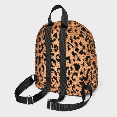 Girls&#39; Printed Leopard Fleece 10.725&#34; Mini Backpack - art class&#8482; Black_2