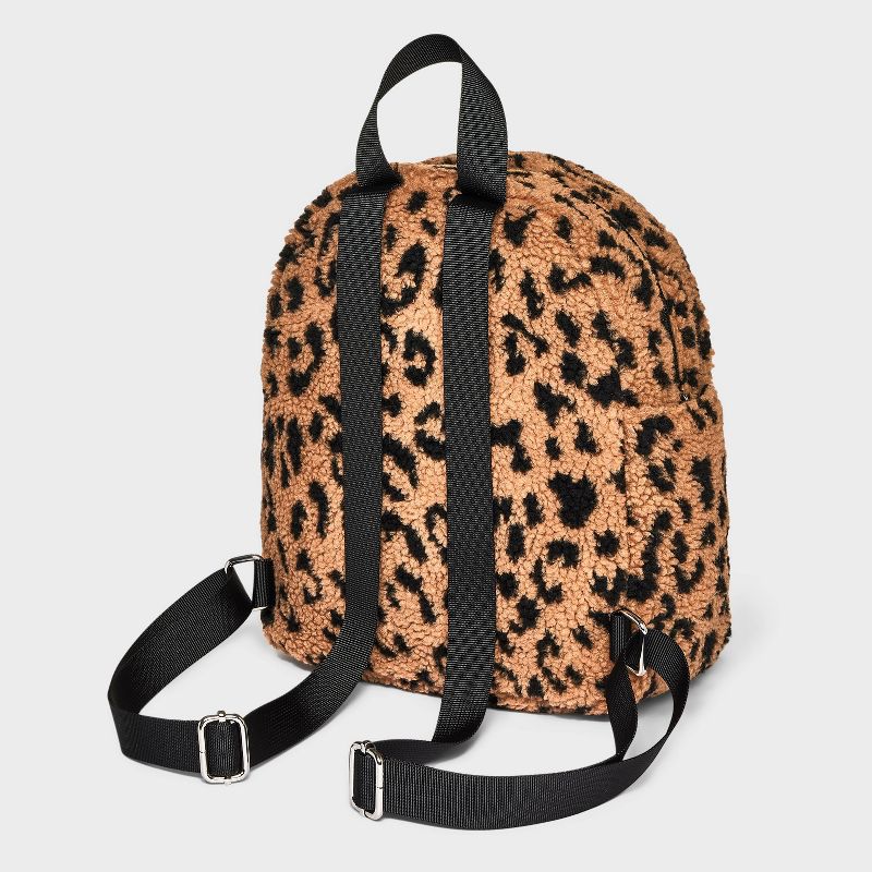 Girls&#39; Printed Leopard Fleece 10.725&#34; Mini Backpack - art class&#8482; Black, 3 of 6