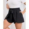 Womens Plus Size Paperbag Shorts Dressy Summer Elastic Waist Wide Leg Flowy Comfy Lounge Shorts - 3 of 4