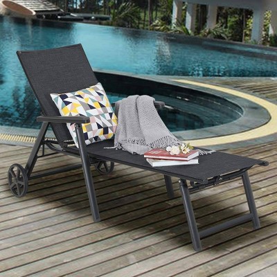 5-Position Patio Lounge Chair - Black - Captiva Designs