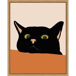 Amanti Art the Curious Cat by Uma Gokhale Framed Canvas Wall Art - 1 of 4