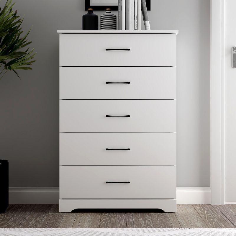 Galano Darsh 5-Drawer Chest of Drawers (47.2 in. × 15.7 in. × 31.5 in.) in Dusty Gray Oak, White, 1 of 11