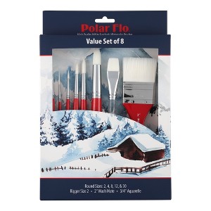 Creative Mark Polar Flo Professional Watercolor Brushes - Assorted Shape  - Short Handle, Nickel-Plated Seamless Brass Ferrule - Art Paint Brushes for - 1 of 4