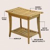 JONATHAN Y Tucker 22.1" Traditional Classic Slatted Solid Acacia Wood Indoor/Outdoor Shower Bench with Shelf and Handle - 4 of 4