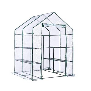 Orieon Portable Walk-in Greenhouse with 6 Shelves – Sturdy Anti-Rust Frame, Clear PE Cover & Zipper Door for Outdoor Garden. - 1 of 4