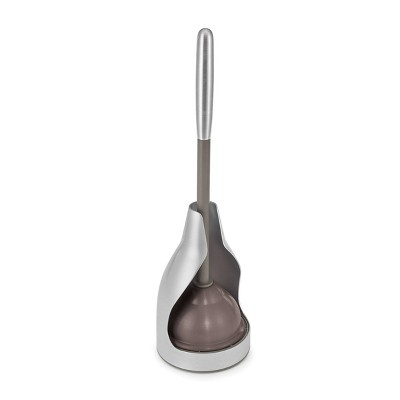 Brushed Stainless Steel Toilet Plunger Caddy Set