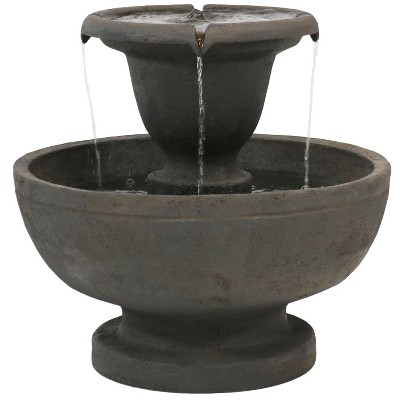 Sunnydaze 25"H Electric Polyresin 2-Tier Streaming Falls Outdoor Water Fountain