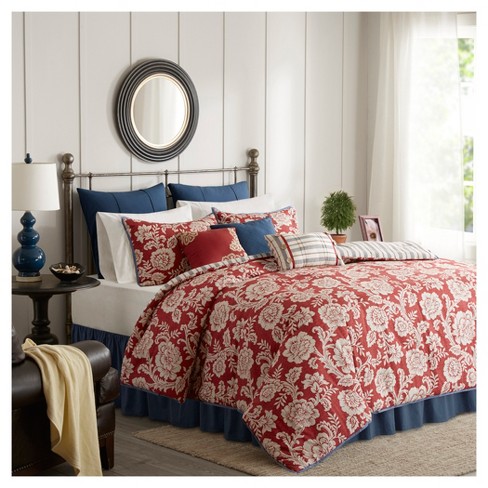 Red Rose Cotton Twill Duvet Cover Set California King 9pc Target