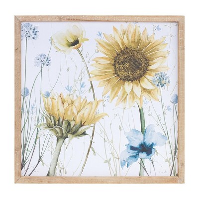 Melrose Framed Sunflower and Blue Floral Print Set