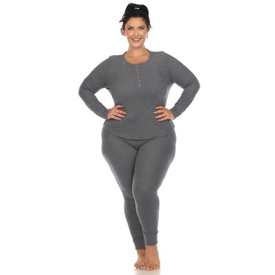 White Mark Plus Size Waffle Pajama Set