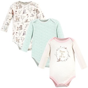 Hudson Baby Infant Girl Cotton Long-Sleeve Bodysuits, Enchanted Forest Dream - 1 of 4