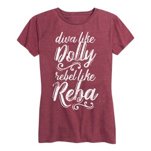 Women's - Country Casuals - Diva Like Dolly Rebel Like Reba Short Sleeve Graphic T-Shirt - 1 of 4