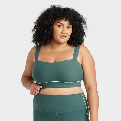 Women's Everyday Soft Light Support Piped Sports Bra - All In Motion™ Green 1X