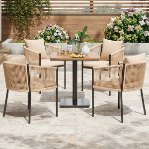 Maggift Patio Seating Sets, Outdoor Dining Set for 5, Patio Table and Chairs Set for Lawn, Deck Backyard, Poolside, Beige, 18.9"*24.6"*30.5" - 1 of 4