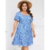 LXT- Women's Plus Size Square Neck Ruffle Sleeve Flowy Floral Summer Midi Dress with Pockets - 3 of 4