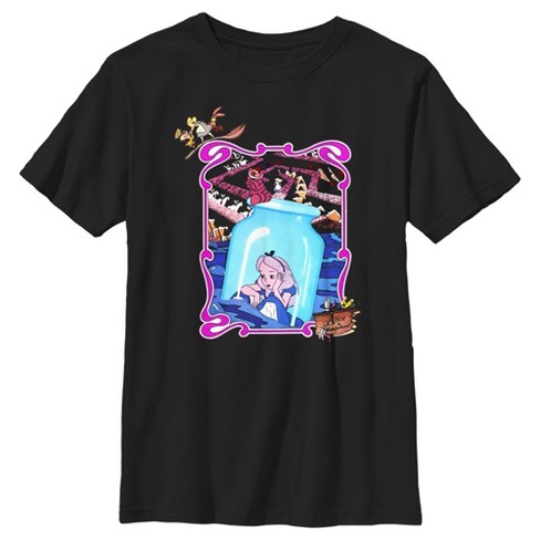 Boy's Alice In Wonderland Alice In Bottle Mirror Poster T-shirt - Black ...