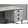 Monarch Specialties Computer Desk Home Office Laptop Storage Drawers 55InchL Work Metal Laminate Grey Black Contemporary Modern - 3 of 4
