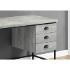 Monarch Specialties Computer Desk Home Office Laptop Storage Drawers 55InchL Work Metal Laminate Grey Black Contemporary Modern - image 3 of 4