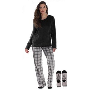 Just Love Ultra-Soft Womens Pajama Pant Set with Matching Socks with Sayings / Christmas Pajamas - 1 of 4