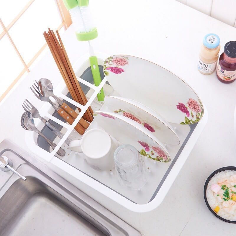J&V TEXTILES Collapsible Dish Drying Rack - Popup for Easy Storage, Drain Water Directly into The Sink, 5 of 9