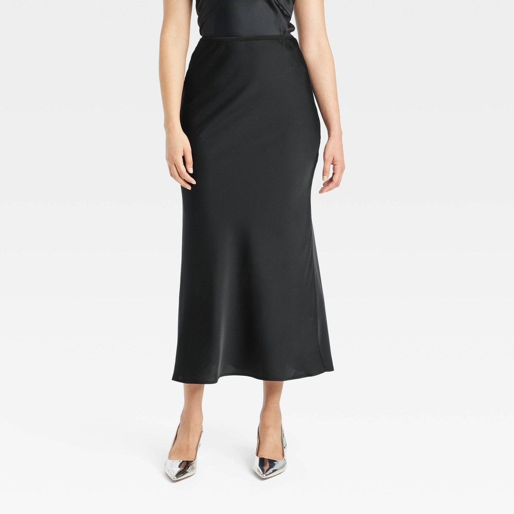 Women's Maxi Slip Skirt - A New Day Black L(set of 2) 