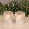 Lumabase 2ct Battery Operated LED Glass Candles Snowflake - 2 of 4