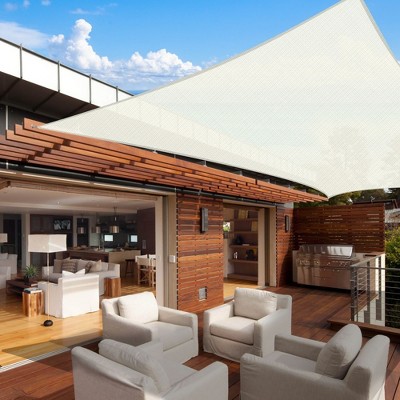 Off-White HDPE Rectangle Sun Shade Sail for Patio and Yard