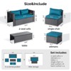 Karl Home Patio 6-Piece Black Wicker Conversation Set with Malachite Green Cushions - 4 of 4